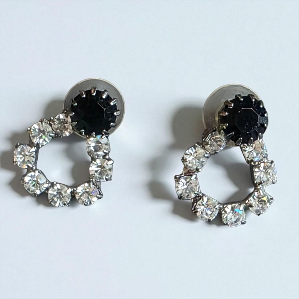 Silver and Black Crystal Earrings